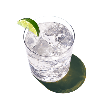 A glass of classic vodka lime soda brightens up your day.