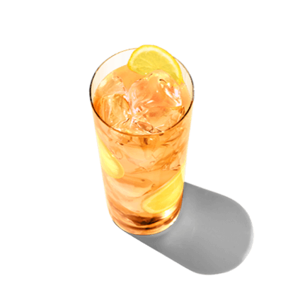 A colorful glass of ice tea vodka from pinnacle.