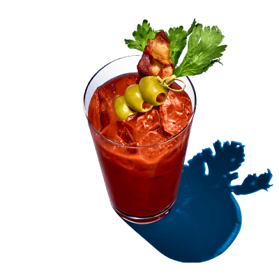 A glass of pinnacle bloody mary drink