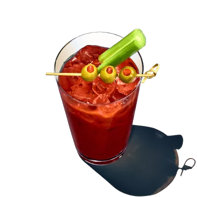 A glass of a spicy bloody mary