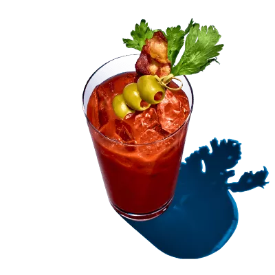 A glass of Pinnacle Bloody Mary drink